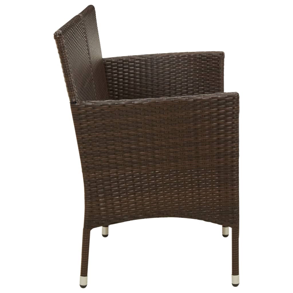 vidaXL Gartensofa 3-Sitzer mit Kissen Braun Poly Rattan