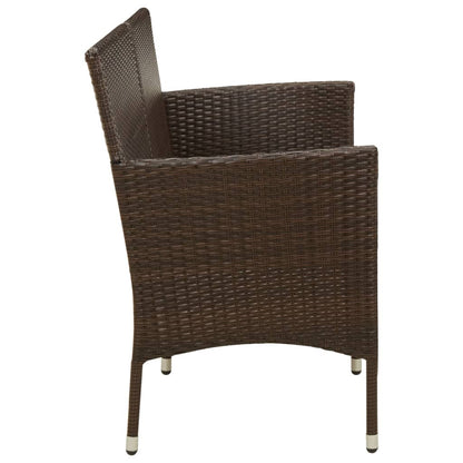 vidaXL Gartensofa 3-Sitzer mit Kissen Braun Poly Rattan