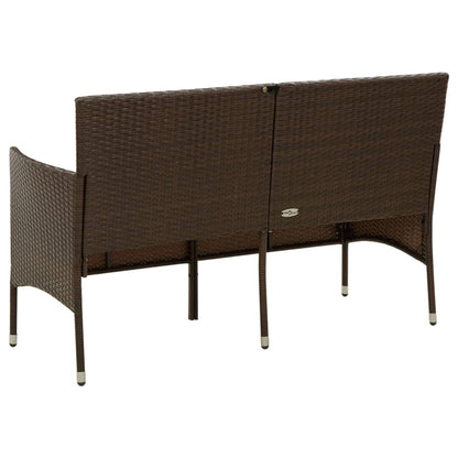 vidaXL Gartensofa 3-Sitzer mit Kissen Braun Poly Rattan
