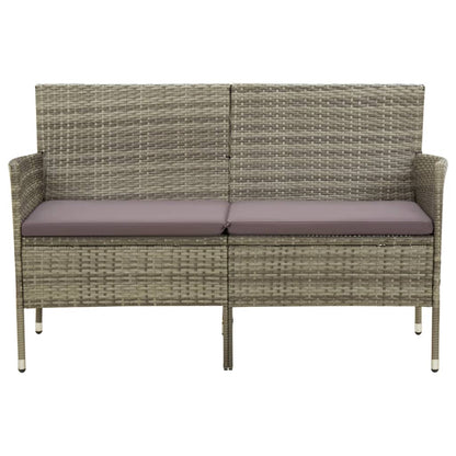 vidaXL Gartensofa 3-Sitzer mit Kissen Grau Poly Rattan