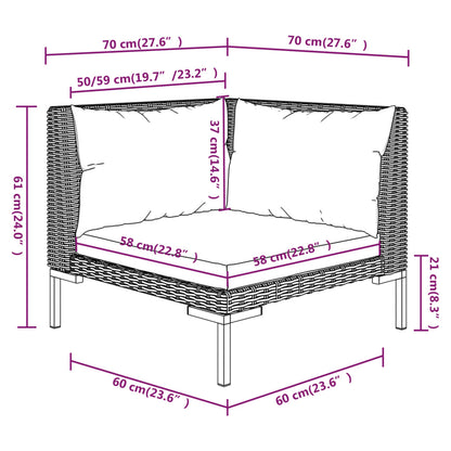 vidaXL 8-tlg. Garten-Lounge-Set mit Kissen Poly Rattan Dunkelgrau
