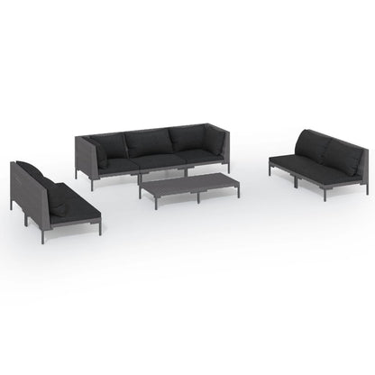 vidaXL 8-tlg. Garten-Lounge-Set mit Kissen Poly Rattan Dunkelgrau
