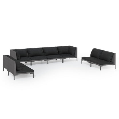 vidaXL 8-tlg. Garten-Lounge-Set mit Kissen Poly Rattan Dunkelgrau