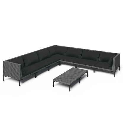 vidaXL 8-tlg. Garten-Lounge-Set mit Kissen Poly Rattan Dunkelgrau