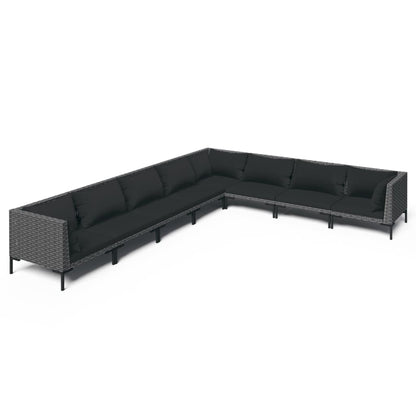 vidaXL 8-tlg. Garten-Lounge-Set mit Kissen Poly Rattan Dunkelgrau