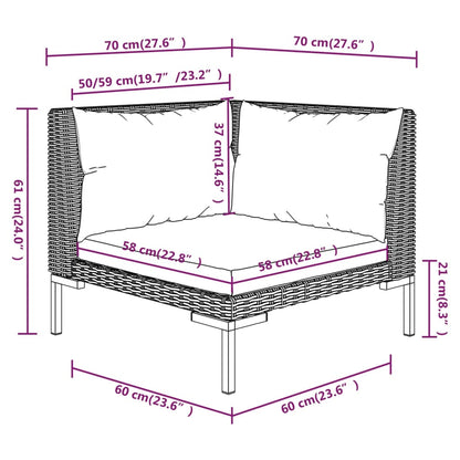 vidaXL 8-tlg. Garten-Lounge-Set mit Kissen Poly Rattan Dunkelgrau