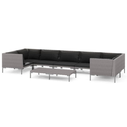 vidaXL 8-tlg. Garten-Lounge-Set mit Kissen Poly Rattan Dunkelgrau