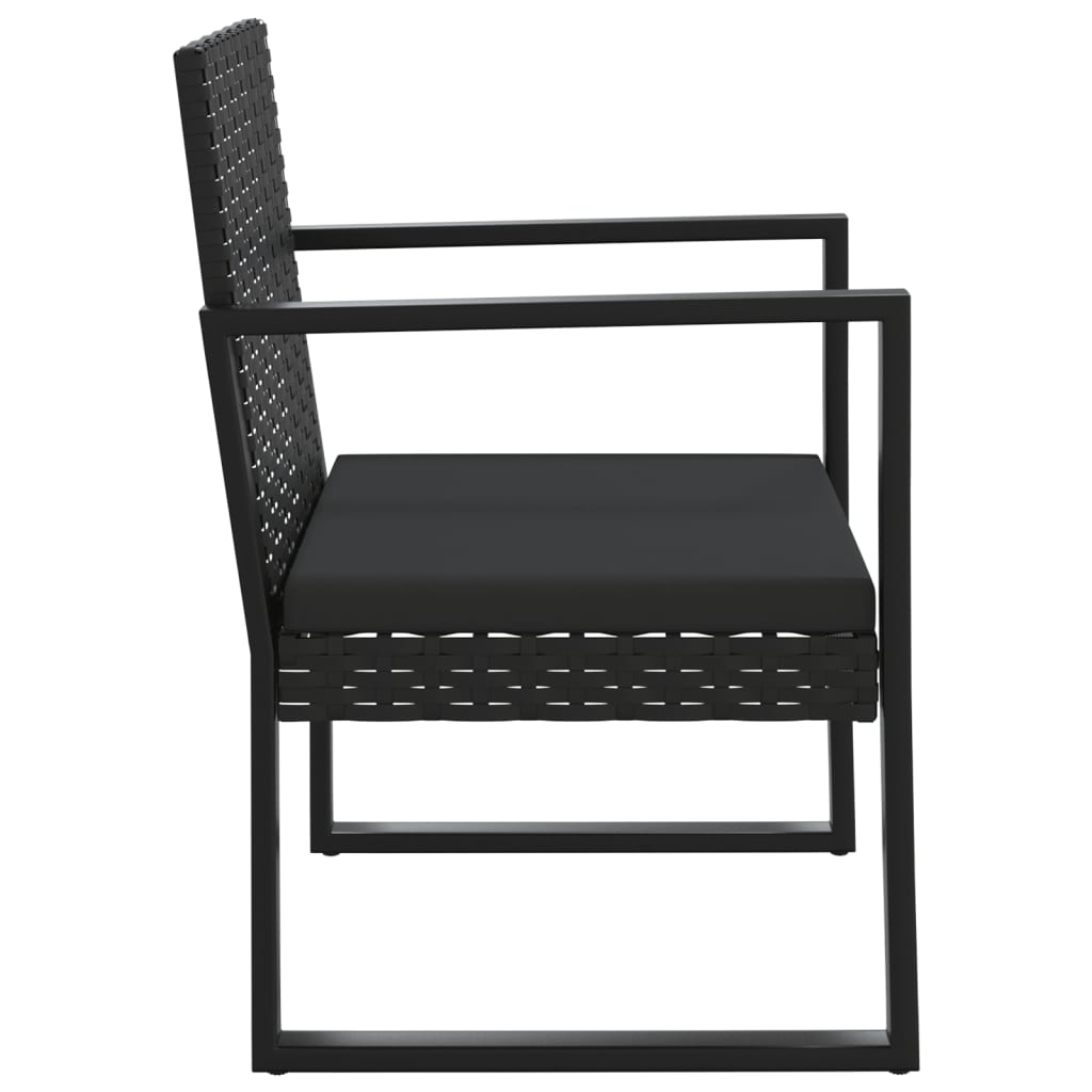 vidaXL 4-tlg. Garten-Lounge-Set mit Kissen Schwarz Poly Rattan