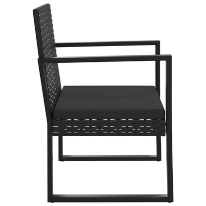 vidaXL 4-tlg. Garten-Lounge-Set mit Kissen Schwarz Poly Rattan
