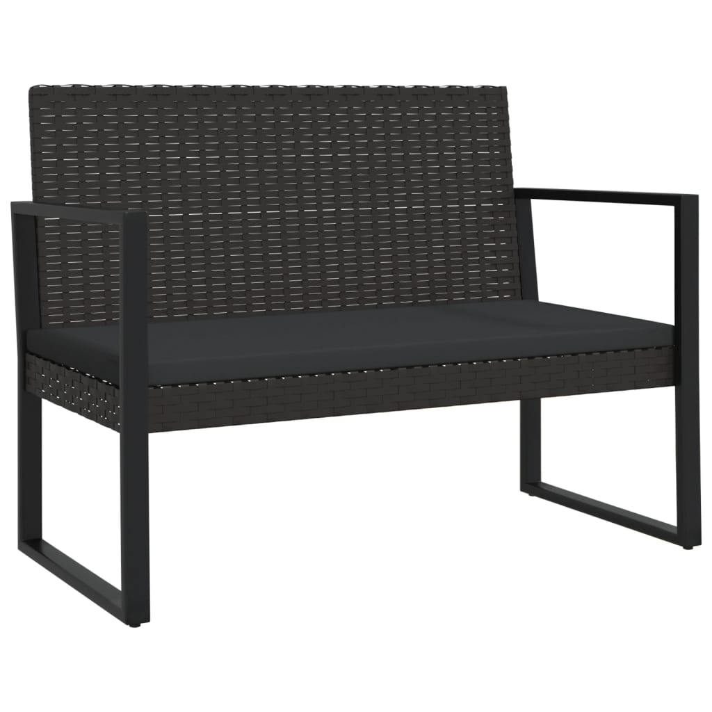 vidaXL 4-tlg. Garten-Lounge-Set mit Kissen Schwarz Poly Rattan