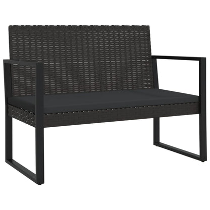 vidaXL 4-tlg. Garten-Lounge-Set mit Kissen Schwarz Poly Rattan