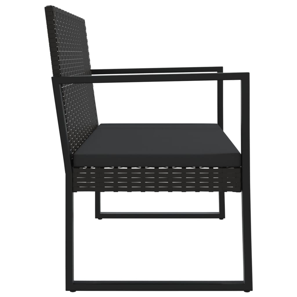 vidaXL 4-tlg. Garten-Lounge-Set mit Kissen Schwarz Poly Rattan