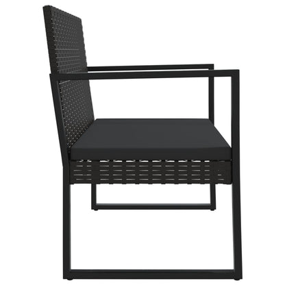 vidaXL 4-tlg. Garten-Lounge-Set mit Kissen Schwarz Poly Rattan