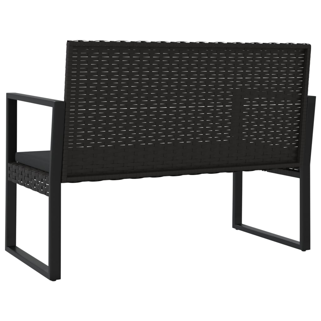 vidaXL 4-tlg. Garten-Lounge-Set mit Kissen Schwarz Poly Rattan