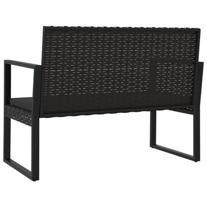 vidaXL 4-tlg. Garten-Lounge-Set mit Kissen Schwarz Poly Rattan