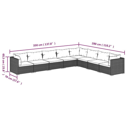 vidaXL 8-tlg. Garten-Lounge-Set mit Kissen Poly Rattan Schwarz