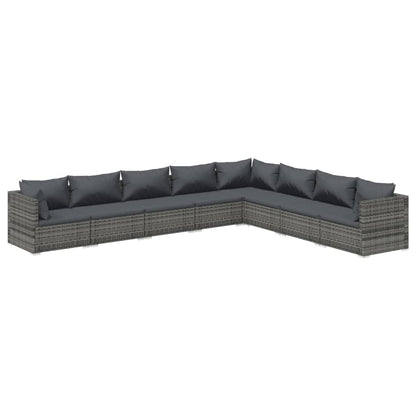 vidaXL 8-tlg. Garten-Lounge-Set mit Kissen Poly Rattan Grau