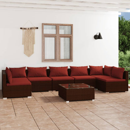 vidaXL 8-tlg. Garten-Lounge-Set mit Kissen Poly Rattan Braun
