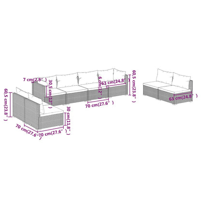 vidaXL 8-tlg. Garten-Lounge-Set mit Kissen Poly Rattan Schwarz