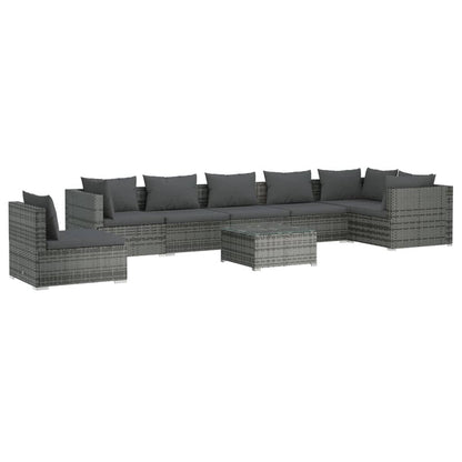 vidaXL 8-tlg. Garten-Lounge-Set mit Kissen Poly Rattan Grau