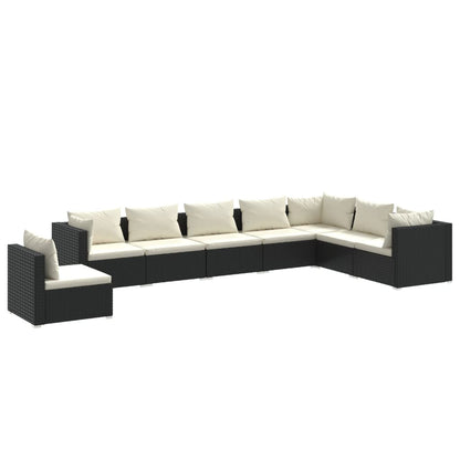 vidaXL 8-tlg. Garten-Lounge-Set mit Kissen Poly Rattan Schwarz