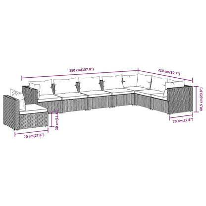 vidaXL 8-tlg. Garten-Lounge-Set mit Kissen Poly Rattan Schwarz