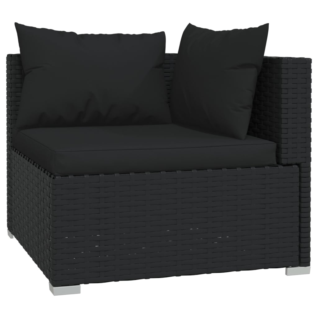 vidaXL 8-tlg. Garten-Lounge-Set mit Kissen Schwarz Poly Rattan