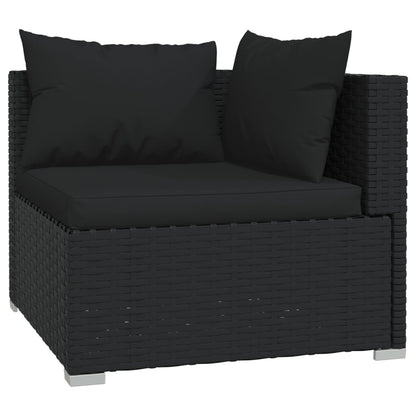 vidaXL 8-tlg. Garten-Lounge-Set mit Kissen Schwarz Poly Rattan