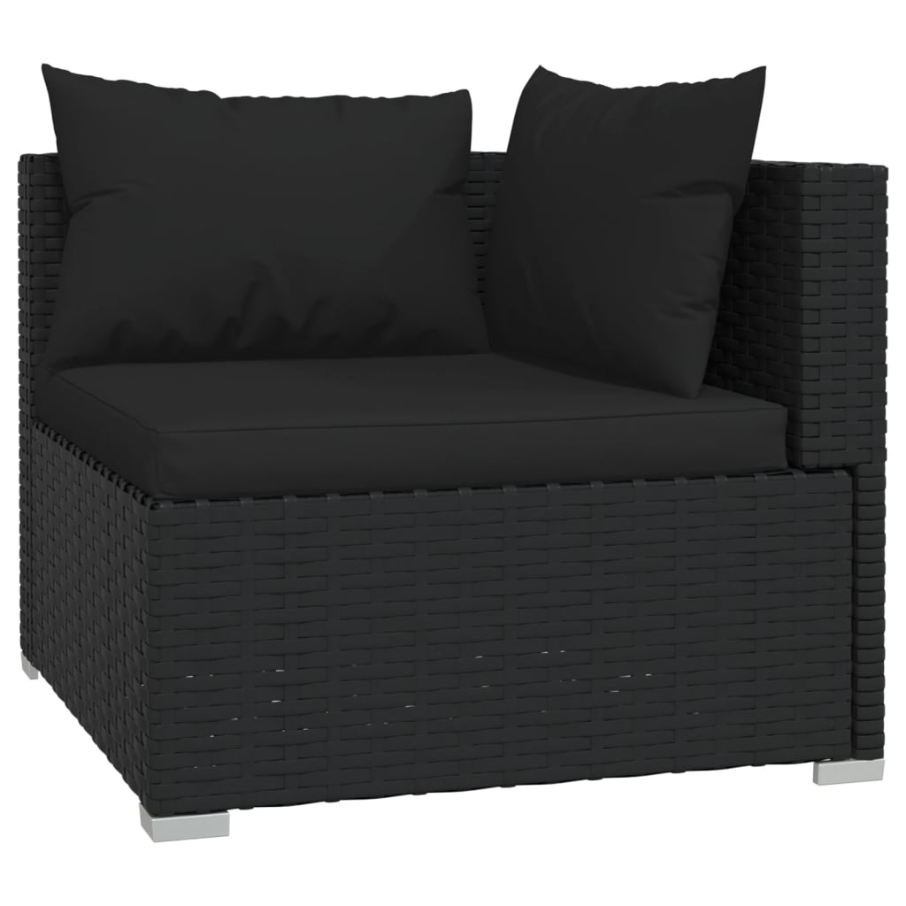 vidaXL 8-tlg. Garten-Lounge-Set mit Kissen Schwarz Poly Rattan