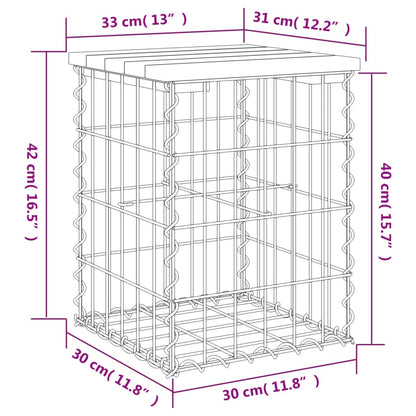 vidaXL Gartenbank aus Gabionen 33x31x42 cm Massivholz Douglasie