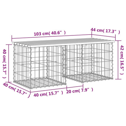 vidaXL Gartenbank aus Gabionen 103x44x42 cm Massivholz Douglasie