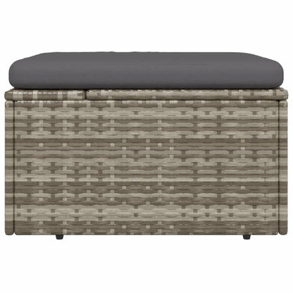 vidaXL Gartenhocker mit Kissen Grau 55x55x30 cm Poly Rattan