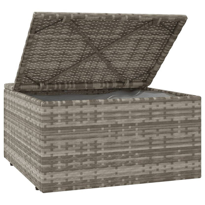 vidaXL Gartenhocker mit Kissen Grau 55x55x30 cm Poly Rattan