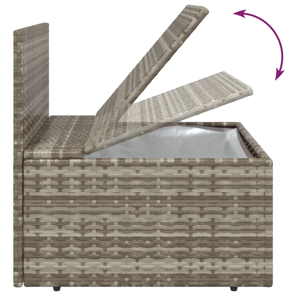 vidaXL Garten-Mittelsofa mit Kissen Grau 57x57x56 cm Poly Rattan