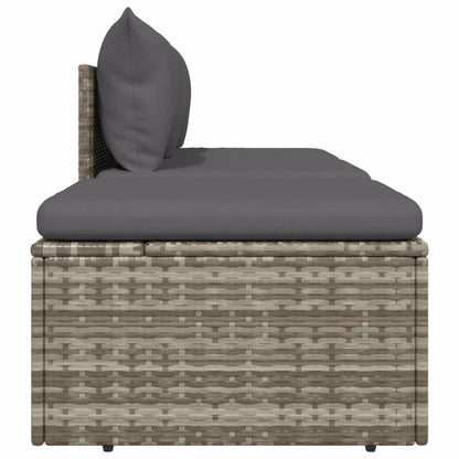 vidaXL 3-tlg. Garten-Lounge-Set mit Kissen Grau Poly Rattan