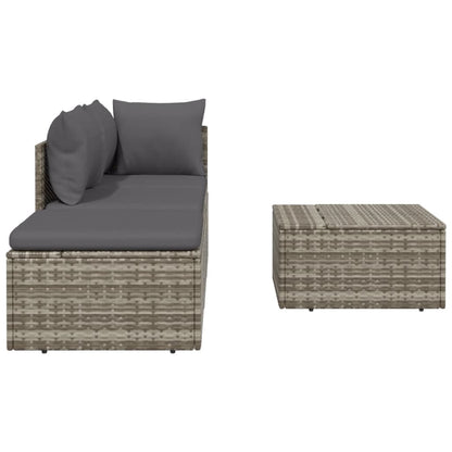 vidaXL 4-tlg. Garten-Lounge-Set mit Kissen Grau Poly Rattan