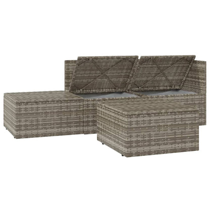 vidaXL 4-tlg. Garten-Lounge-Set mit Kissen Grau Poly Rattan