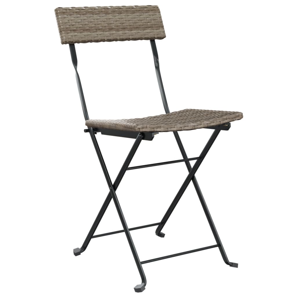 vidaXL Bistrostühle 8 Stk. Klappbar Grau Poly Rattan und Stahl