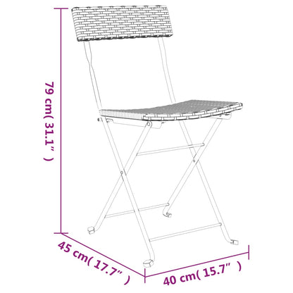 vidaXL Bistrostühle 8 Stk. Klappbar Grau Poly Rattan und Stahl