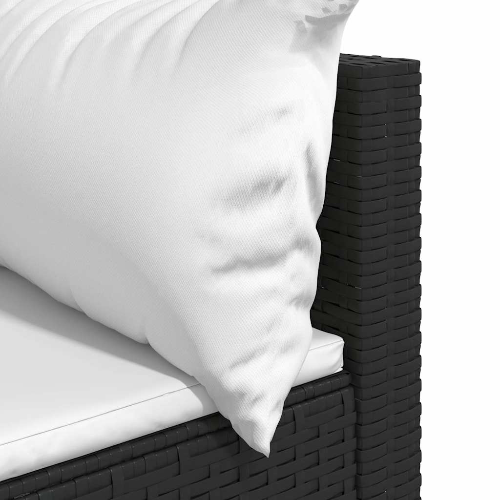 vidaXL Garten-Ecksofa mit Kissen Schwarz Poly Rattan