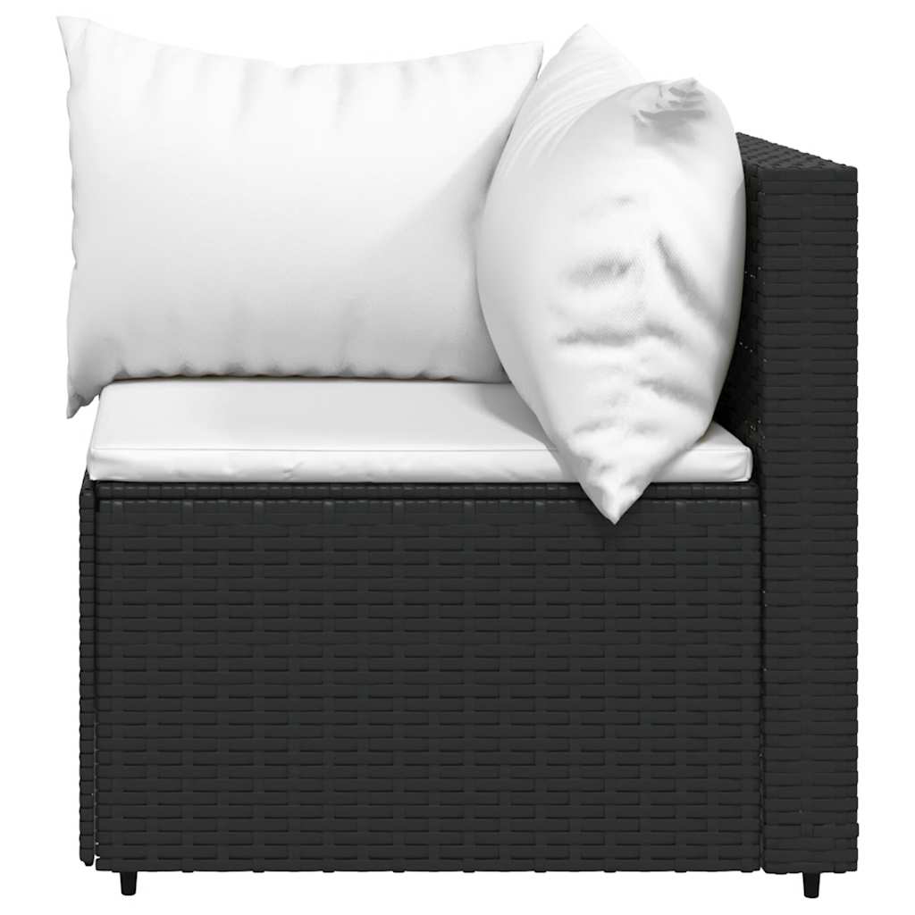 vidaXL 4-tlg. Garten-Lounge-Set mit Kissen Schwarz Poly Rattan