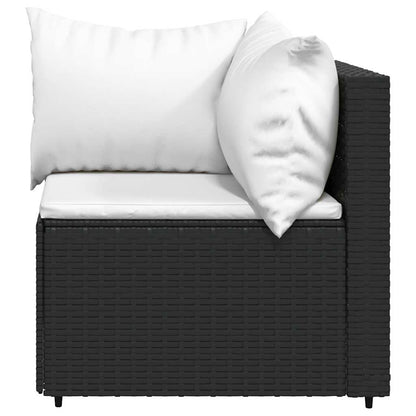 vidaXL 4-tlg. Garten-Lounge-Set mit Kissen Schwarz Poly Rattan