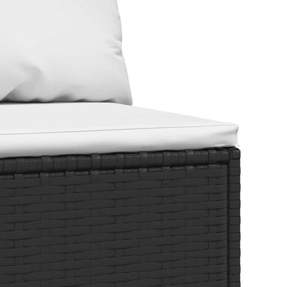 vidaXL Garten-Mittelsofa mit Kissen Schwarz Poly Rattan