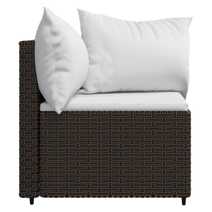 vidaXL Garten-Ecksofas mit Kissen 2 Stk. Braun Poly Rattan
