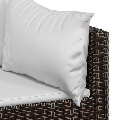 vidaXL Garten-Ecksofas mit Kissen 2 Stk. Braun Poly Rattan