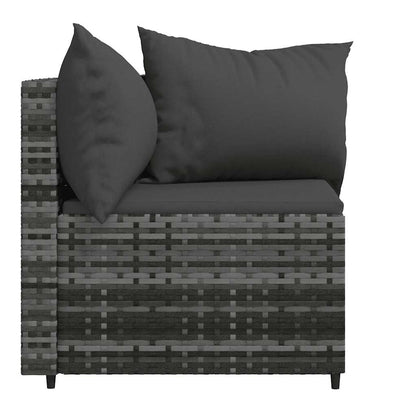 vidaXL Garten-Ecksofas mit Kissen 2 Stk. Grau Poly Rattan