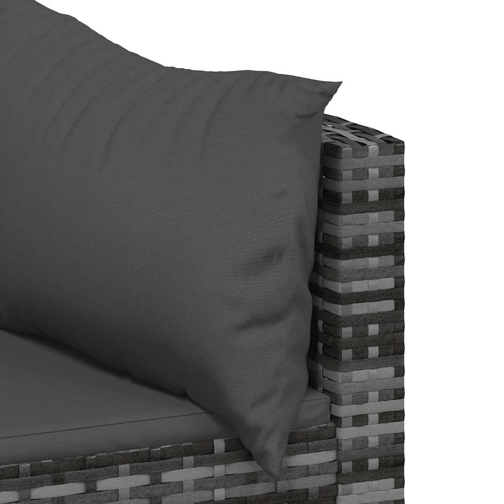 vidaXL Garten-Ecksofas mit Kissen 2 Stk. Grau Poly Rattan