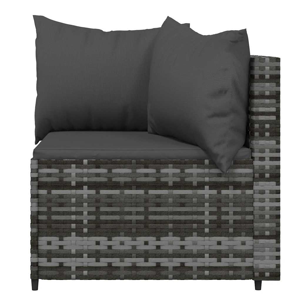 vidaXL 3-tlg. Garten-Lounge-Set mit Kissen Grau Poly Rattan