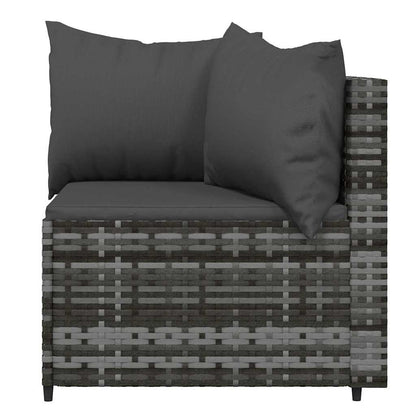 vidaXL 3-tlg. Garten-Lounge-Set mit Kissen Grau Poly Rattan