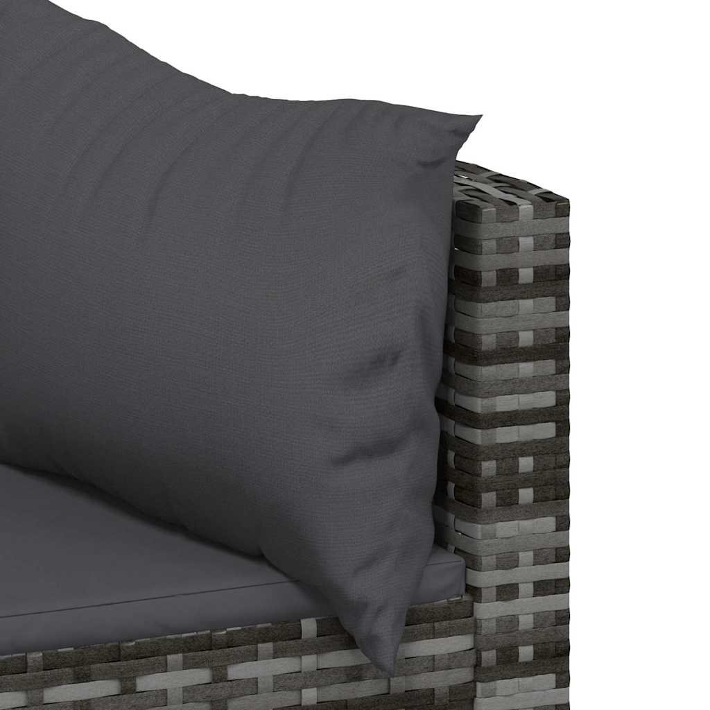 vidaXL 3-tlg. Garten-Lounge-Set mit Kissen Grau Poly Rattan